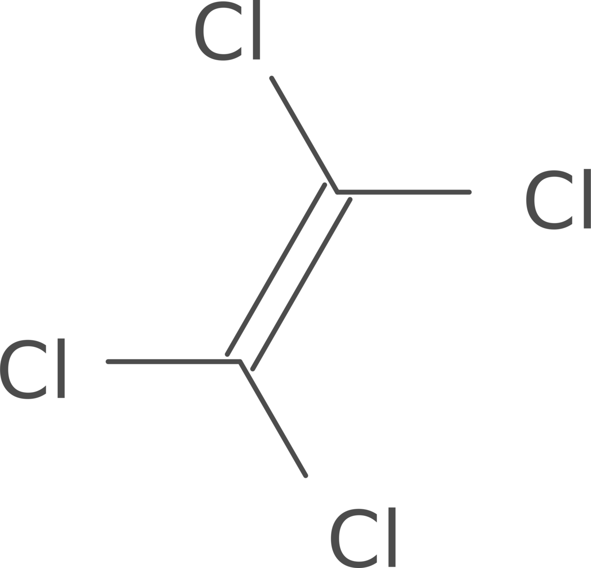 The geometry of the molecule, tetrachloroethylene, which is responsible for the superfund site specification at Peninsula Boulevard in Hewlett.